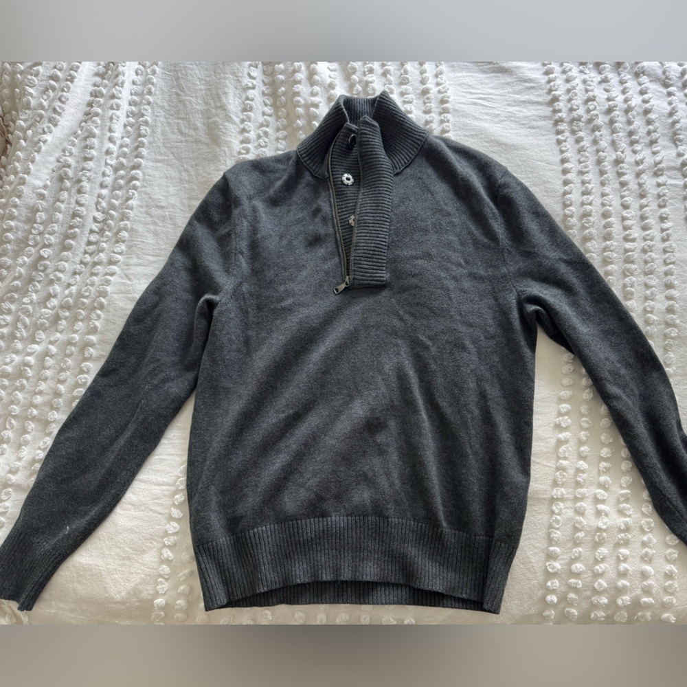Banana Republic Gray Zip Up Sweater Soft Knit Quarter-Zip